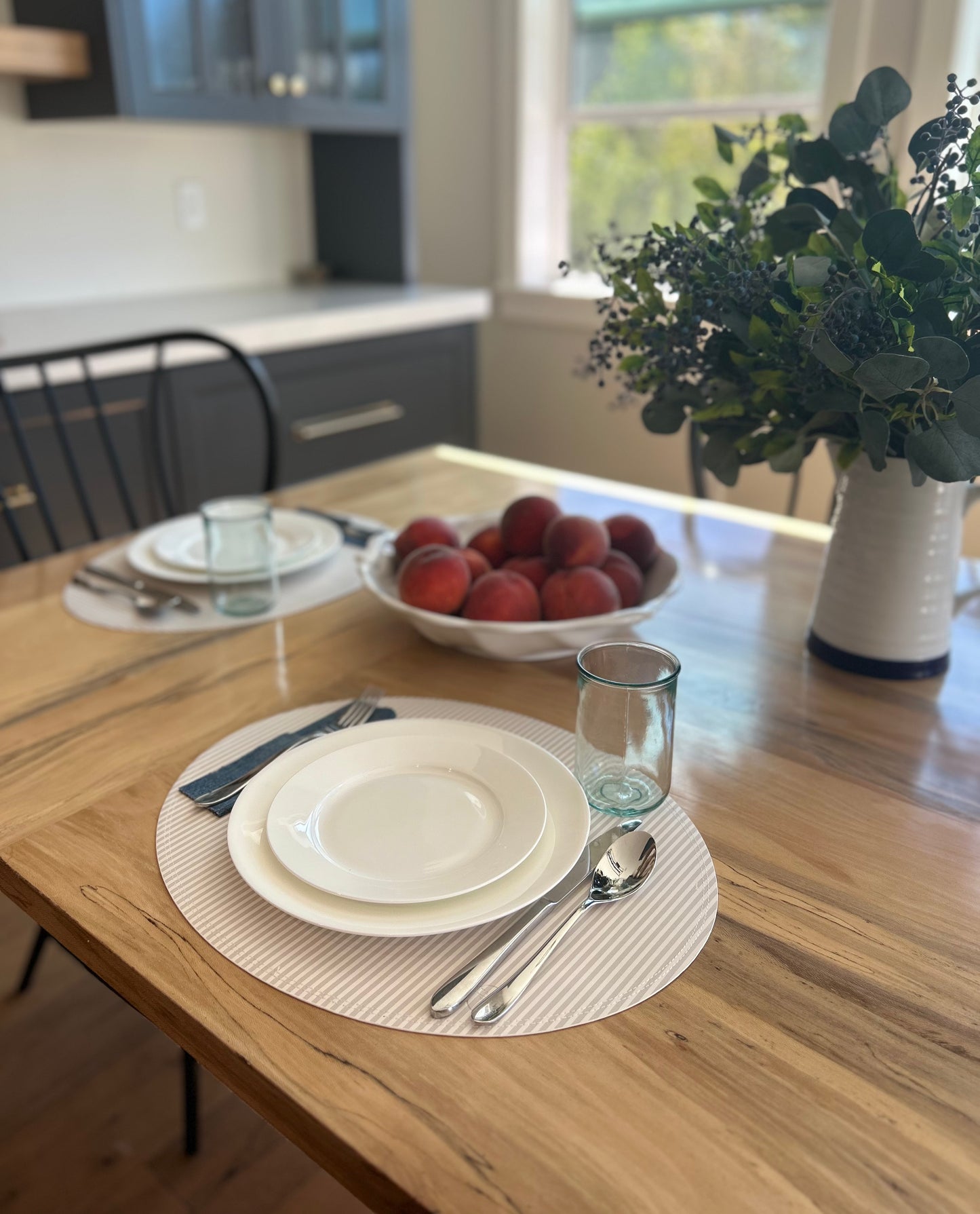 Placemat Set - Gray Stripe