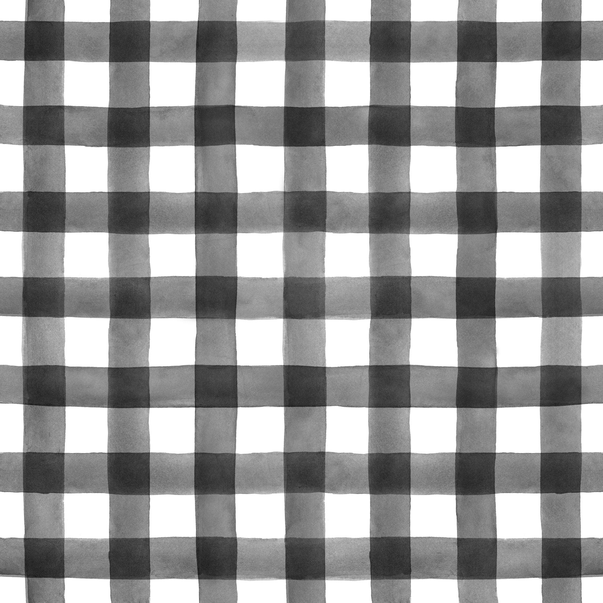 Black and white watercolor gingham wipeable spill proof party tablecloth